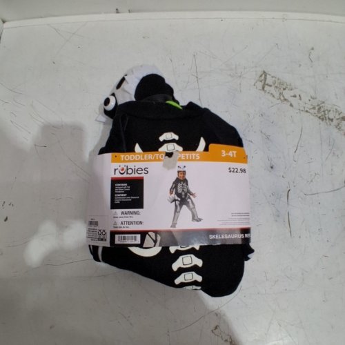 2PC TODDLER RUBIES SKELESAURUS SKELETON DINOSAUR COSTUME - 3-4T - BLACK AND WHITE image 2