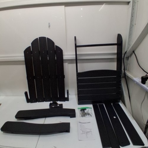 MXIMU WOOD GRAIN FINISH, WEATHER RESISTANT, FOLDING ADIRONDACK CHAIR - BLACK image 2