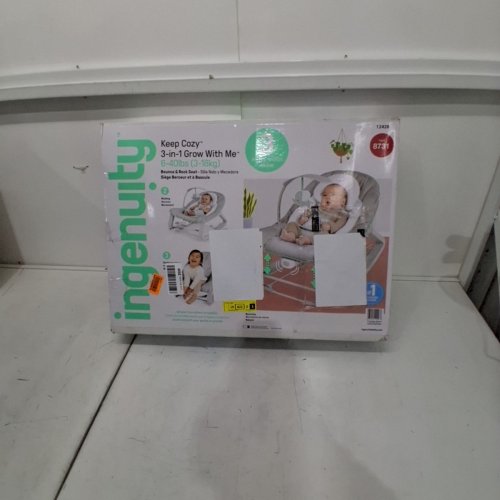 INGENUITY 3-IN-1 KEEP COZY GROW WITH ME VIBRATING BABY BOUNCER, ROCKER & CHAIR - 40LBS CAPACITY - WEAVER THEME GREY/WHITE/GREEN (MODEL: ‎12428) image 5