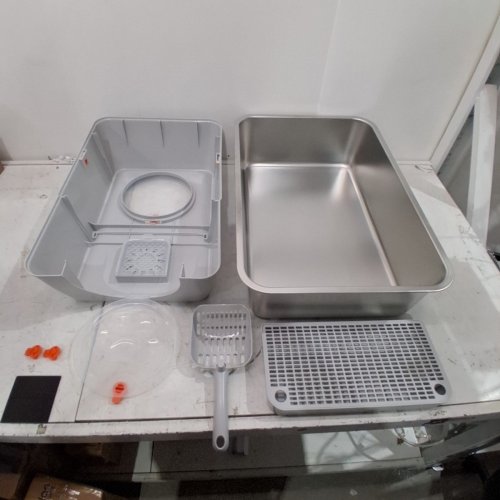 GARVEE LARGE STAINLESS STEEL 2 ENTRY WAY ENCLOSED CAT LITTER BOX WITH LID - 15" X 23" - STAINLESS STEEL (MODEL: PPS_334GVX7J) image 6