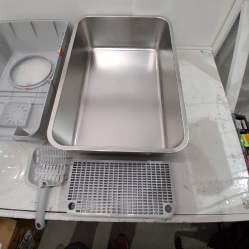 GARVEE LARGE STAINLESS STEEL 2 ENTRY WAY ENCLOSED CAT LITTER BOX WITH LID - 15" X 23" - STAINLESS STEEL (MODEL: PPS_334GVX7J) image 8