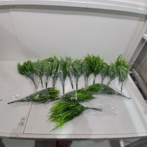 36PC ARTIFICIAL GREENERY HANGING PLATER BUNDLE WITH HEDGE HALF SPHERES & FERN STEMS - GREEN/BROWN image 3