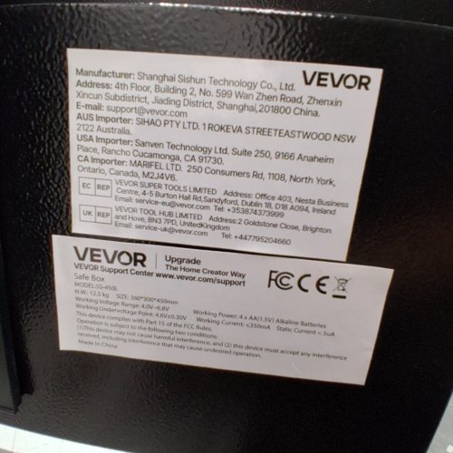VEVOR ELECTRONIC SAFE BOX - 17.71" X 11.81" X 13.77" - BLACK (MODEL: SS-450 L) image 6