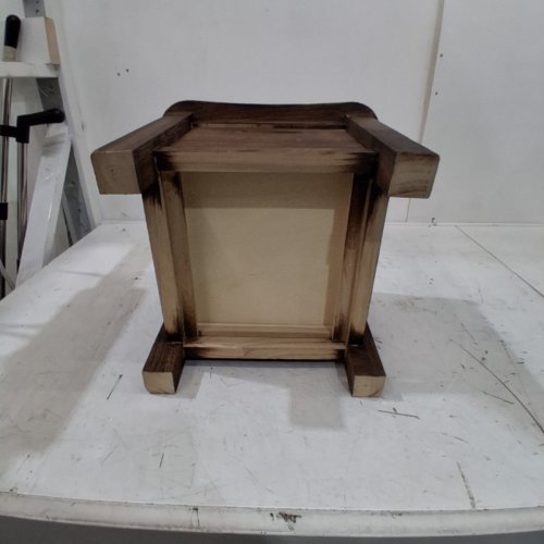 SMALL WOODEN STOOL WITH DRAWER - 12" X 12" X 10" - BROWN image 6