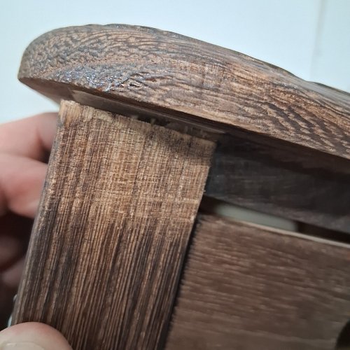 SMALL WOODEN STOOL WITH DRAWER - 12" X 12" X 10" - BROWN image 4