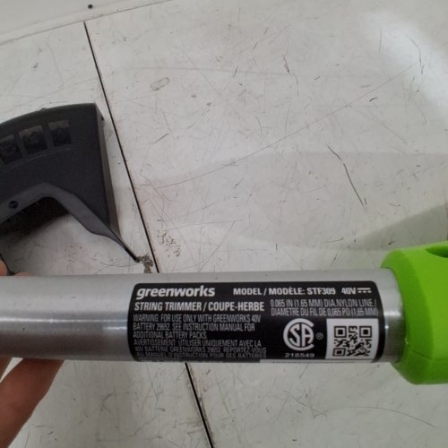 GREENWORKS STRING TRIMMER - 40 V - GREEN (MODEL: STF309) image 2