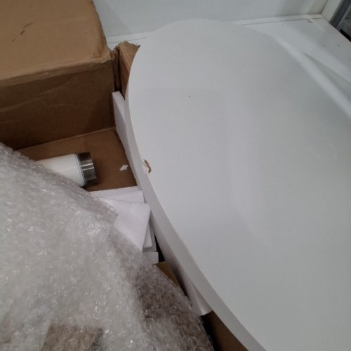 2PK COSTWAY ADJUSTABLE HEIGHT ROUND BISTRO TABLE - 22" TO 40" X 24" - WHITE (MODEL: HV10660WH-1) image 4