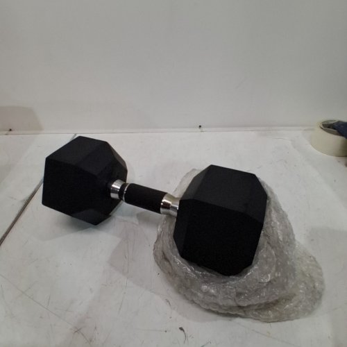 YES4ALL ENCASED HEX DUMBBELL WITH RUBBER GRIP - 30LBS - BLACK\SILVER image 3