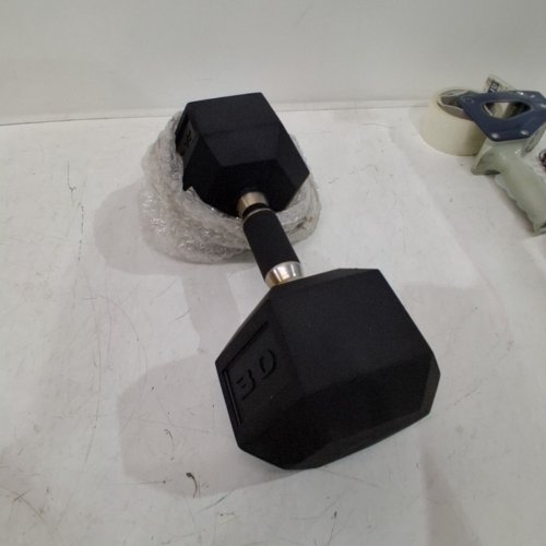 YES4ALL ENCASED HEX DUMBBELL WITH RUBBER GRIP - 30LBS - BLACK\SILVER image 5