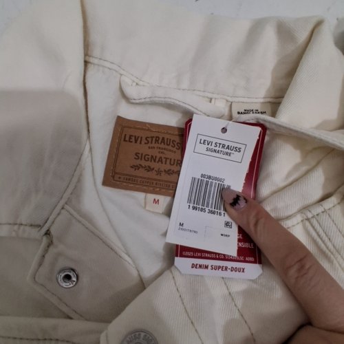 LEVI STRAUSS SIGNATURE CROPPED DENIM JACKET - MEDIUM - IVORY image 3