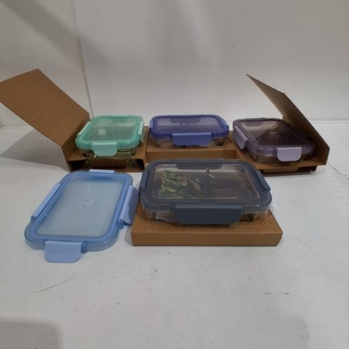 9PC ELLO COLOUR LOCK DIVIDED GLASS MEAL PREP SET - 800ML - MULTICOLOUR (MODEL: 1901809) image 2
