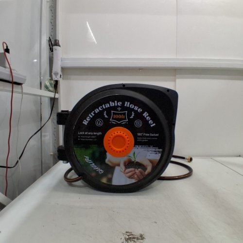 RETRACTABLE HOSE REEL - 100FT - 1/2" HOSE DIAMETER - BLACK / ORANGE image 3