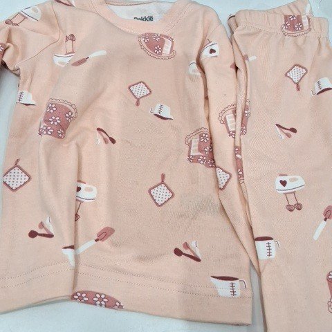 2PC TODDLER GIRL'S PEKKLE ORGANIC COTTON LONG SLEEVE PAJAMA SET - SIZE 2/3 - PEACH image 2