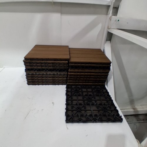 20PK FEELINGWOOD INTERLOCKING PATIO DECK TILES 11.9" X 11.9" - DARK BROWN image 2
