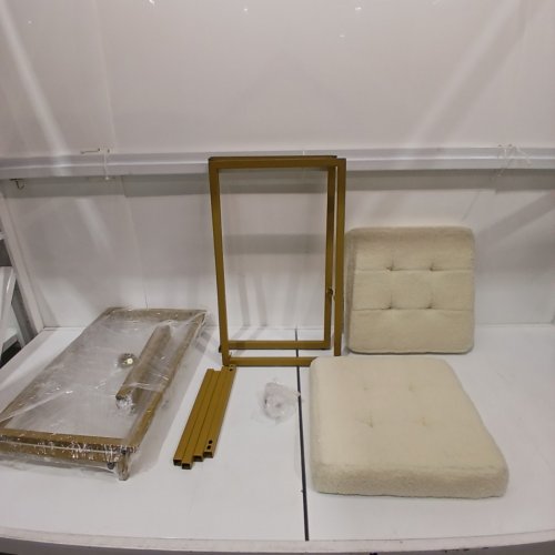2PK CONTEMPORARY COUNTER HEIGHT BAR STOOL SET - 26" X 15" - GOLD/CREAM image 3