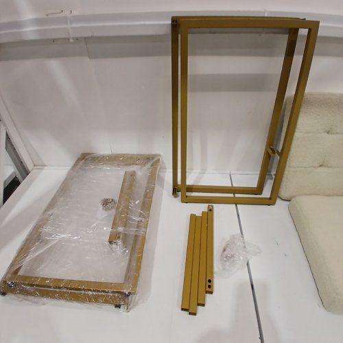 2PK CONTEMPORARY COUNTER HEIGHT BAR STOOL SET - 26" X 15" - GOLD/CREAM image 4