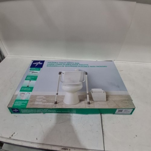 MEDLINE FOLDABLE TOILET SAFETY RAIL - 250LBS CAPACITY - SILVER AND GREY - (MODEL: MDS86100RF) image 3
