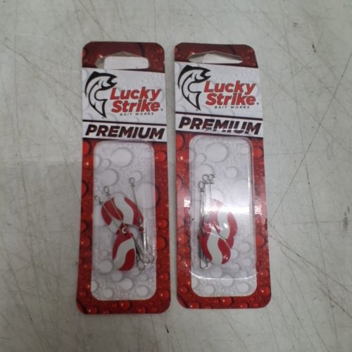 2 (3PK) LUCKY STRIKE PREMIUM SINGLE SPINNER FISHING LURE - #2 - RED/WHITE (MODEL: X-212103-34) image 2