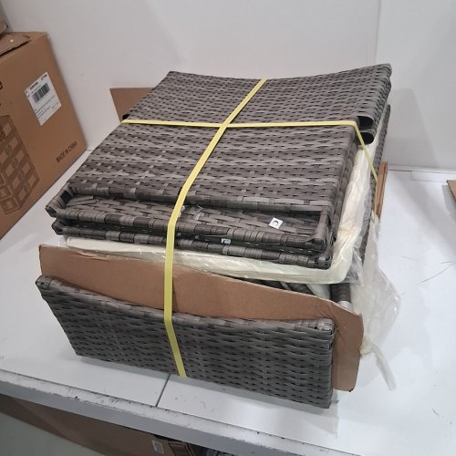 3PC DORTALA WICKER PATIO FURNITURE SET WITH CUSHIONS - 25" X 24" X 33.5"/20" X 20" X 28" - MIX GREY (MODEL: HW76012WH) image 2