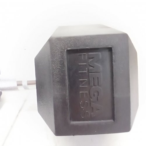 MEGA FITNESS RUBBER HEX DUMBBELL - 75 LBS - BLACK image 3