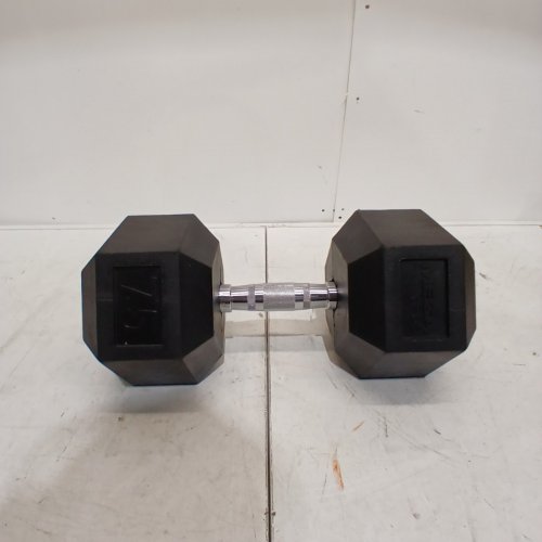 MEGA FITNESS RUBBER HEX DUMBBELL - 75 LBS - BLACK image 4