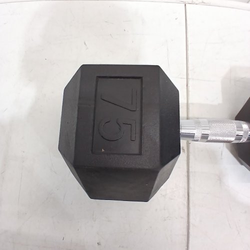 MEGA FITNESS RUBBER HEX DUMBBELL - 75 LBS - BLACK image 5