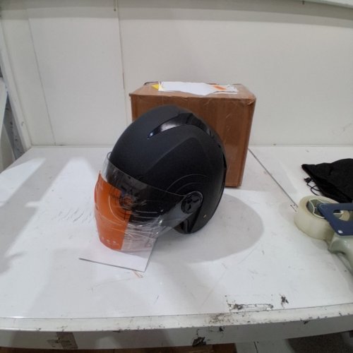 ADULT UNISEX 3/4-FACE MOTORCYCLE HELMET WITH CLEAR VISOR AND DETACHABLE LINER - LARGE - BLACK - (MODEL: MD-207) image 3