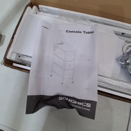 SONGMICS NARROW CONSOLE END TABLE WITH TWO DRAWERS - 18" X 18" X 8" - WHITE (MODEL: LGS002) image 2