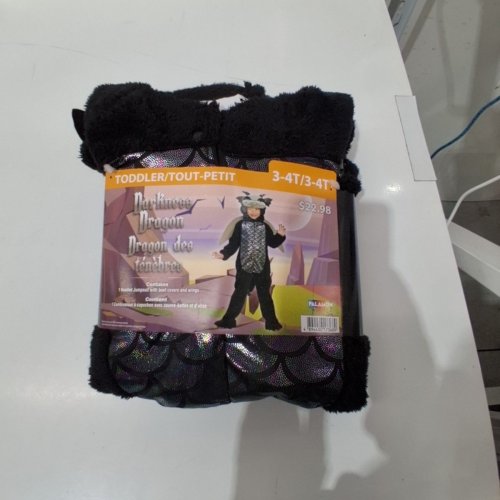 KID'S PALAMON DARKNESS DRAGON COSTUME - 3-4T - BLACK/SILVER image 2