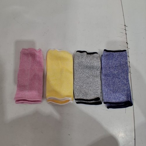 4PK UNISEX CUT RESISTANT PROTECTIVE ARM SLEEVES - 8.5" X 4" - PINK YELLOW GRAY BLUE image 2