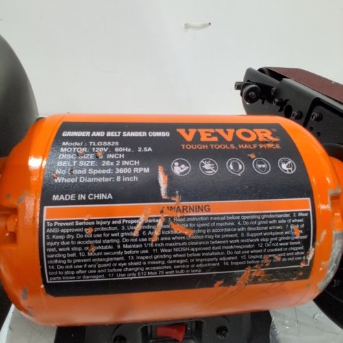 VEVOR GRINDER AND BELT SANDER COMBO - 120 V 6" DISC, 28" X 2" BELT, 3600 RPM (MODEL: TLGS825) image 2