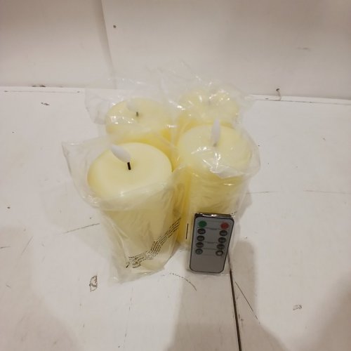 4PK LED FLICKERING FLAMELESS PILLAR CANDLES, HOUSE DECOR - IVORY WHITE (MODEL: FC-4) image 3