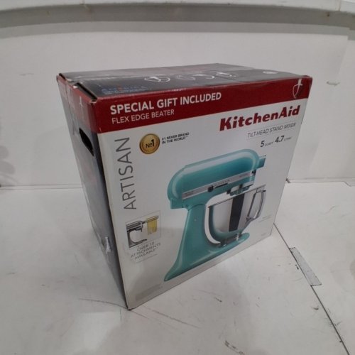 KITCHENAID ARTISAN SERIES TILT-HEAD STAND MIXER WITH SPLASH GUARD & ATTACHMENTS - 5QT BOWL - MINERAL WATER BLUE (MODEL: KSM150PSMI) image 5