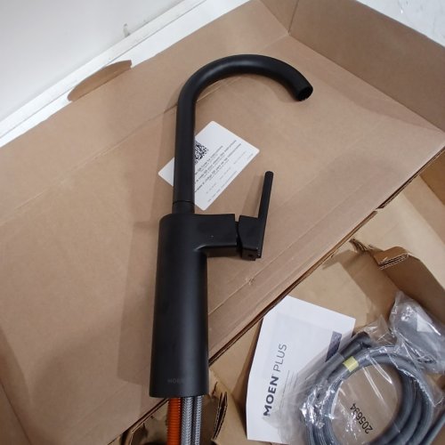 MOEN INARA ONE-HANDLE HIGH ARC PULLDOWN KITCHEN FAUCET WITH POWER BOOST - MATTE BLACK (MODEL: 87463BL) image 3