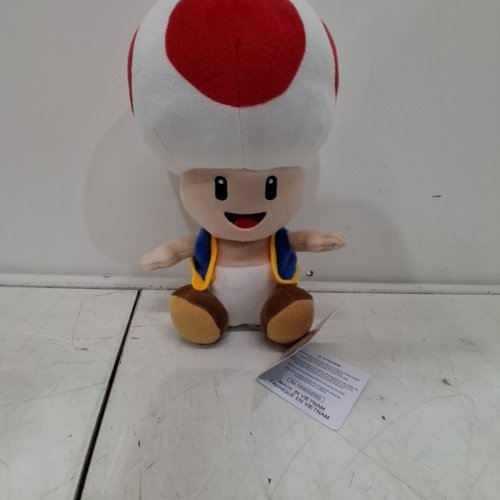 KIDS SUPER MARIO TOAD PLUSH - 8" - WHITE /RED image 2