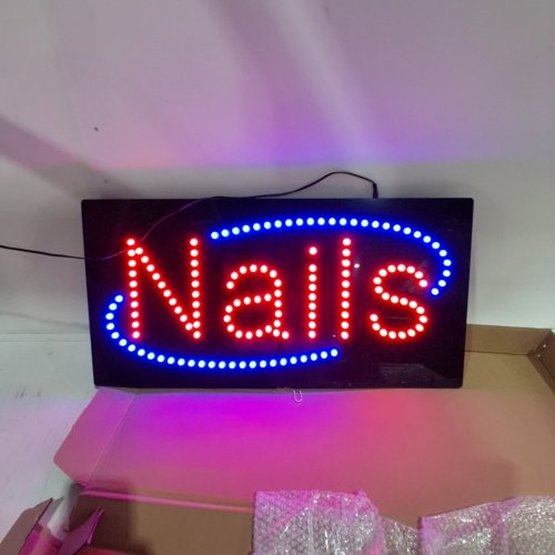 TOPKING LED NEON NAILS SIGN - 24'' X 12'' - BLUE/ RED image 2