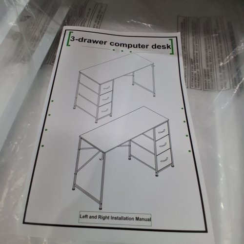 3-DRAWER COMPUTER DESK 40" - WHITE image 2