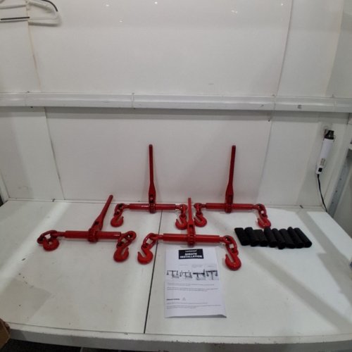 4PK LECHANSEN CHAIN BINDERS RATCHETING WITH GRAB HOOKS - 5/16" - 3/8" - RED/BLACK image 3