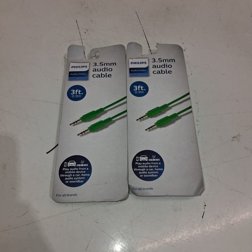 2 PHILIPS 3.5 MM AUDIO CABLE - 3FT - GREEN image 2