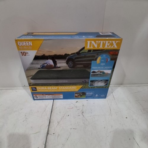 INTEX DURA-BEAM STANDARD AIR MATTRESS WITH BATTERY PUMP - 10" QUEEN - GREEN/GREY (MODEL: 64779CA) image 2