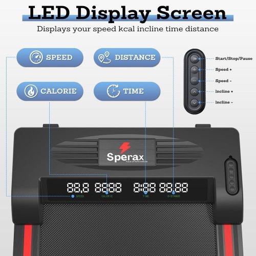SPERAX 4-IN-1 REMOTE / APP CONTROL WALKING TREADMILL WITH INCLINE & VIBRATION PAD - BLACK/RED (MODEL: RM-02) image 2