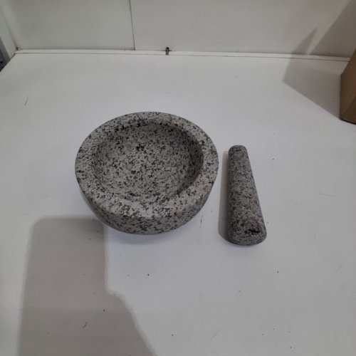 GRANITE MORTAR AND PESTLE - 6" - GREY image 2