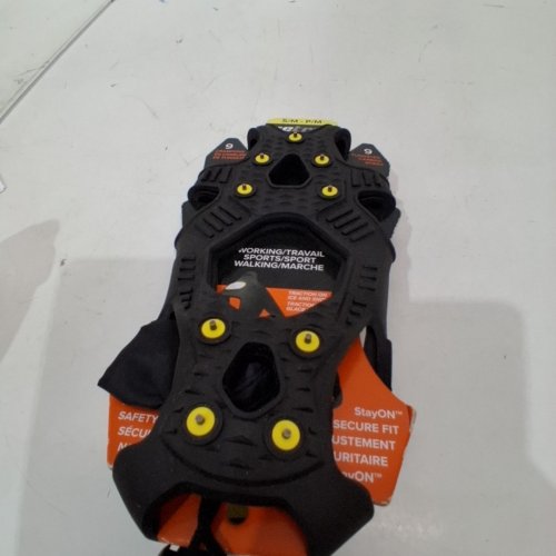 2PK TUNGSTEN CARBIDE SPIKE TRACTION CLEATS - S/M, 9 SPIKES - BLACK AND YELLOW (ITEM: 1327325) image 2