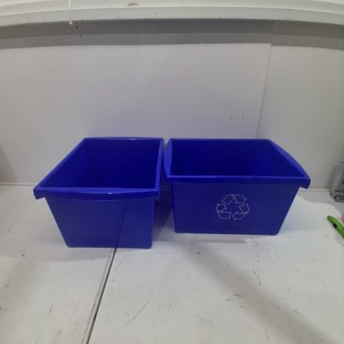2 STOREX PLASTIC SMALL RECYCLING BIN - 4 GAL EACH - BLUE image 3