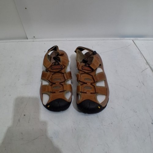 MENS FASHION CLOSED TOE LEATHER HIKING SALDALS - 10.5'' - BROWN image 4