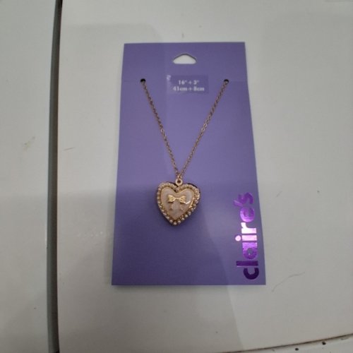 GIRLS CLAIRE'S HEART PENDANT NECKLACE - 16" + 3" - GOLD-TONE (ITEM: 46729-0) image 2