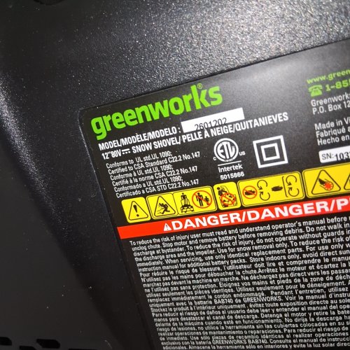 GREENWORKS PRO BRUSHLESS CORDLESS MOTOR SNOW SHOVEL *TOOLS ONLY* - 80V MAX POWER - 12" - GREEN (MODEL: GLSS80000/2600602) image 2
