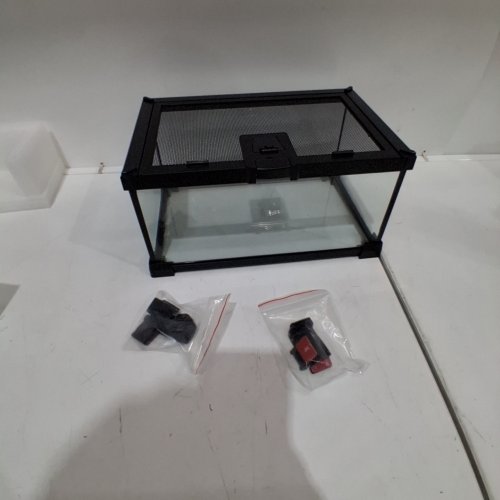 GLASS TERRARIUM WITH PHONE MOUNT - 12" X 8" X 6" - BLACK/CLEAR image 2
