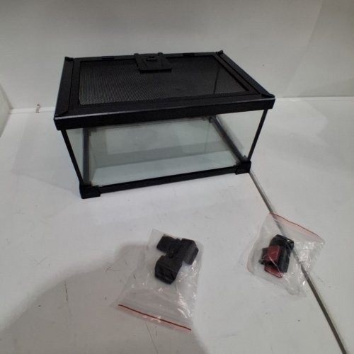 GLASS TERRARIUM WITH PHONE MOUNT - 12" X 8" X 6" - BLACK/CLEAR image 3
