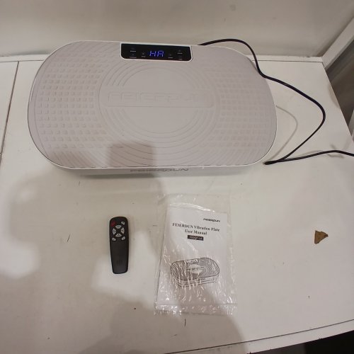 FEIERDUN VIBRATION PLATE EXERCISE MACHINE WITH LOOP BANDS AND REMOTE CONTROL - 330LB MAX - WHITE / GREY (MODEL: FEDVP-LA) image 2